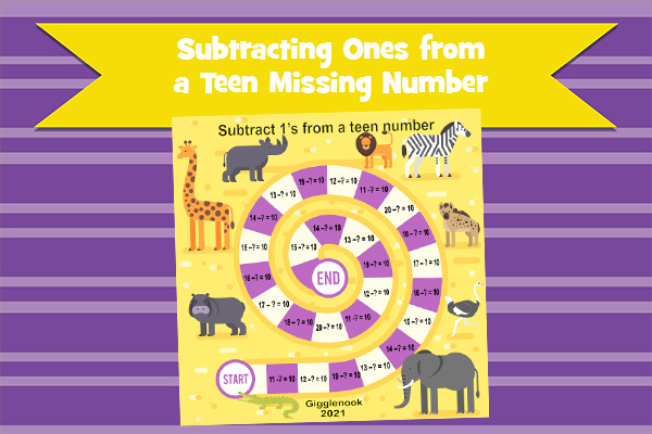 Subtracting Ones from a Teen Number-Missing Number