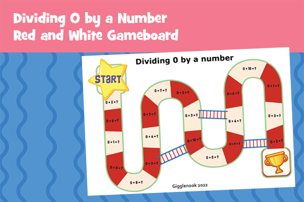 Dividing 0 by a Number Red and White Gameboard