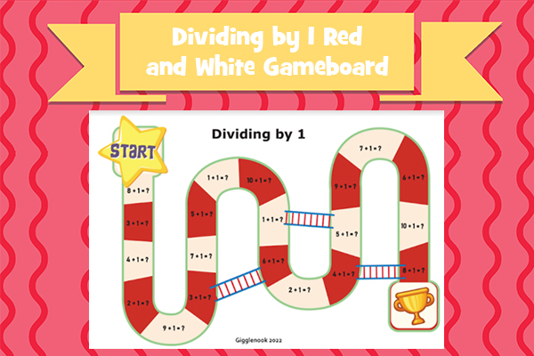 Dividing by 1 Red and White Gameboard