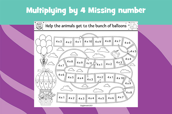 Multiplying by 4 Missing number