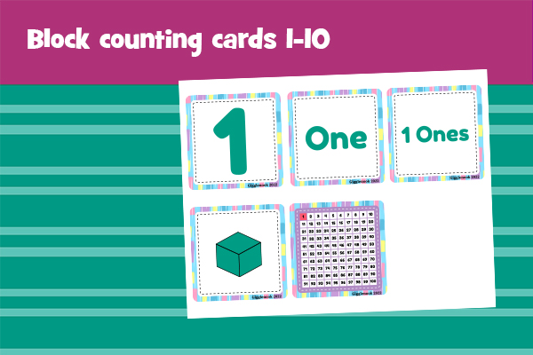 Block counting cards 1-10