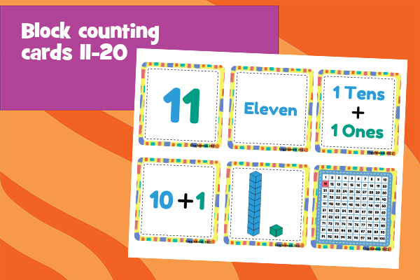 Block counting cards 11-20