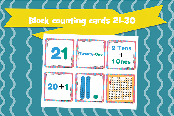 Block counting cards 21-30