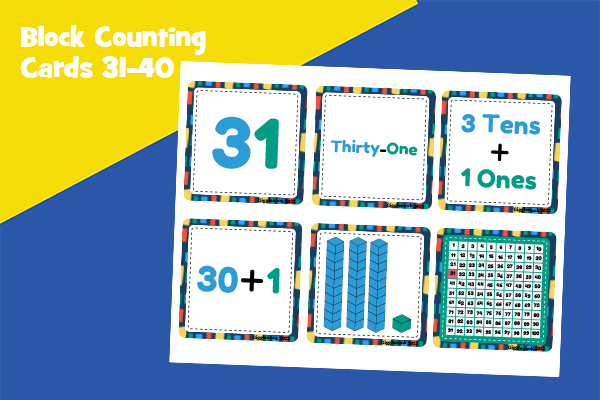 Block Counting Cards 31-40
