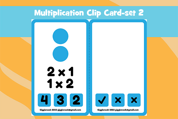 Multiplication Clip Cards-Set 2