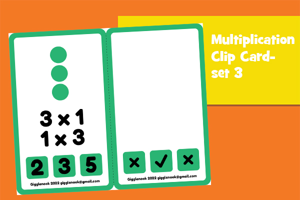 Multiplication Clip Cards-Set 3