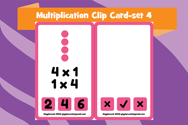 Multiplication Clip Cards-Set 4