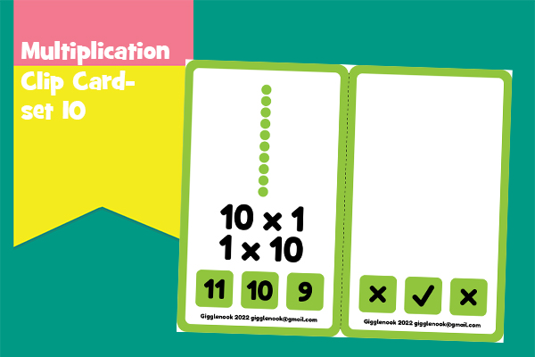 Multiplication Clip Cards-Set 10