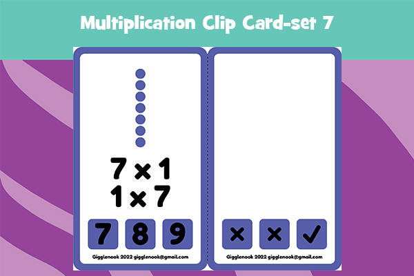 Multiplication Clip Cards-Set 7