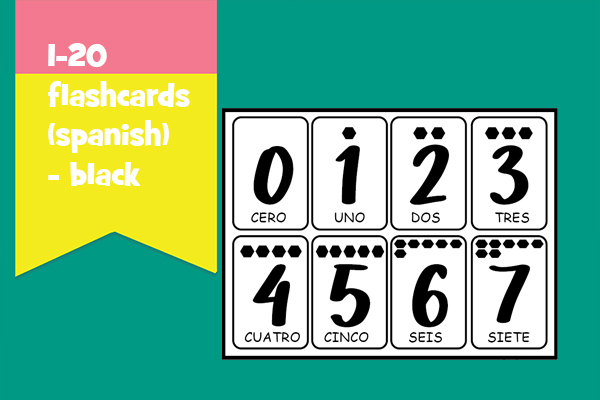 1-20 Flashcards (spanish) - black
